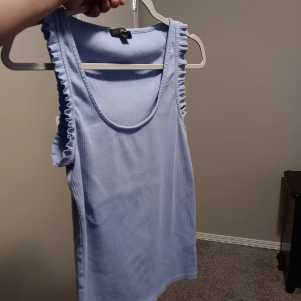 J. Crew Light Blue Ribbed Ruffle Strap Tank - Picture 9 of 9